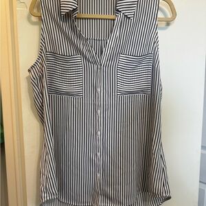 Express Black and White Striped Button Down Shirt